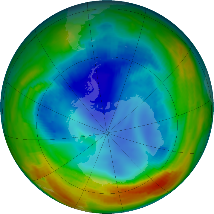 Antarctic ozone map for 08 August 1996
